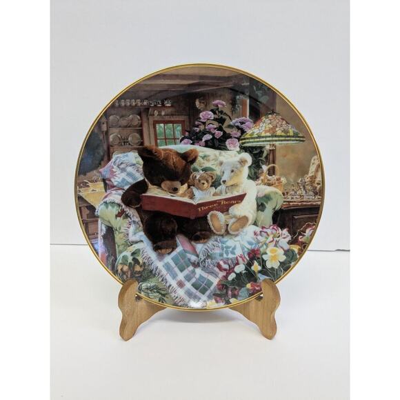 Franklin Mint Heirloom Recommendation "Story Time For Teddy" Collector Plate - Picture 1 of 3